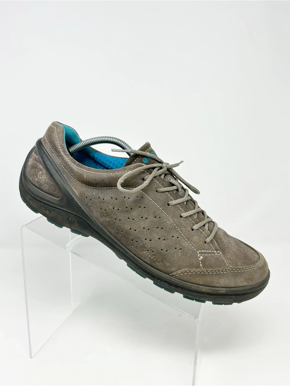ECCO BIOM Grip Men's Low Top Lace-Up Sneakers Gray Brown Taupe Blue Lining 45